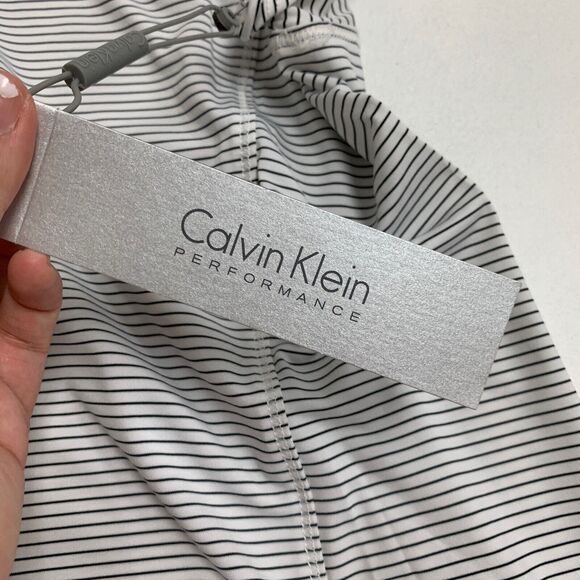 Calvin Klein T Shirt Womens Medium White Black Striped Performance Short Sleeve - Picture 10 of 14